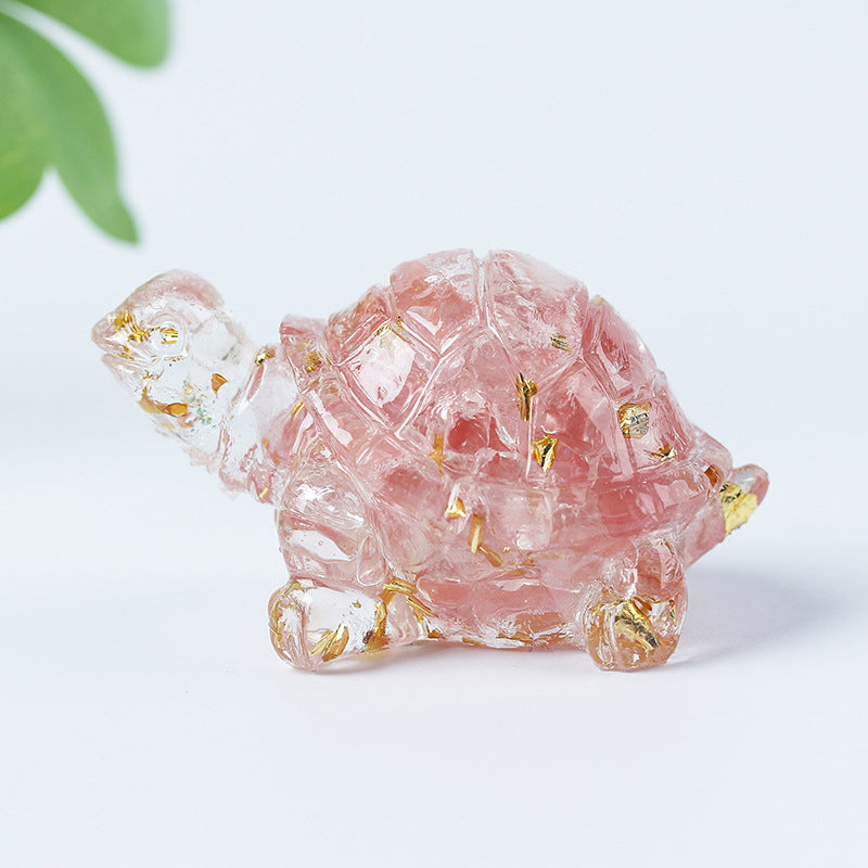 Olivenorma Golden Journey Gem Turtle Figurine Gemstone Decoration - Red Smelting Quartz - With Card - image 18