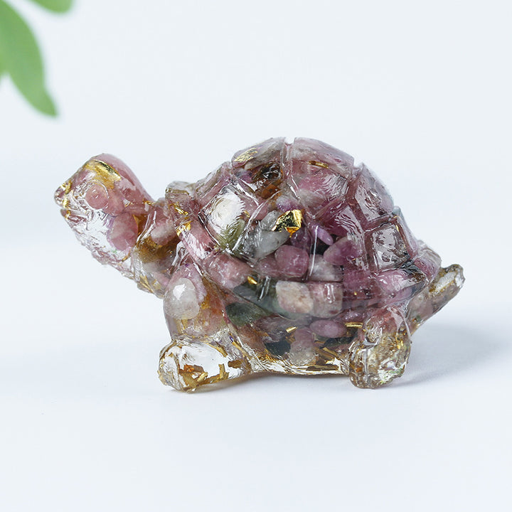 Olivenorma Crystal Gravel Glue Little Turtle Gemstone Decoration - Plum Tourmaline - image 18