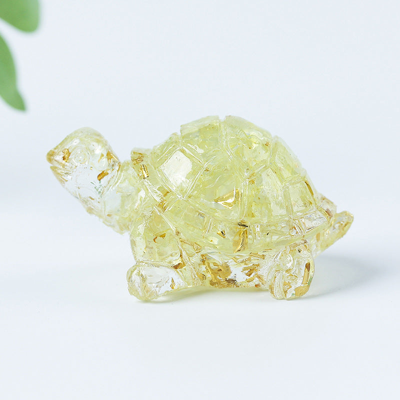Olivenorma Crystal Gravel Glue Little Turtle Gemstone Decoration - Lemon Quartz - image 22