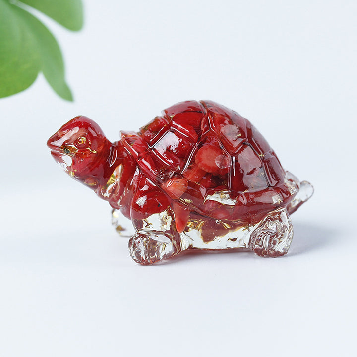 Olivenorma Crystal Gravel Glue Little Turtle Gemstone Decoration - Red Coral - image 29
