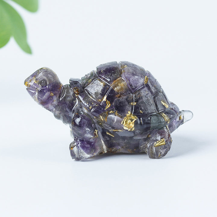 Olivenorma Golden Journey Gem Turtle Figurine Gemstone Decoration - Amethyst - With Card - image 33