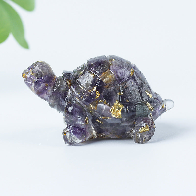 Olivenorma Crystal Gravel Glue Little Turtle Gemstone Decoration - Amethyst - image 31
