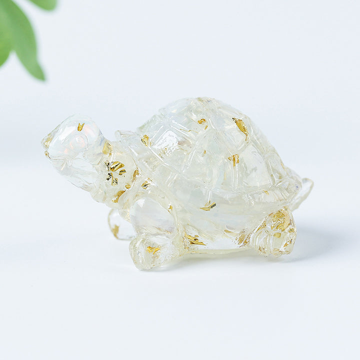 Olivenorma Crystal Gravel Glue Little Turtle Gemstone Decoration - Opalite&Gold Leaf - image 34