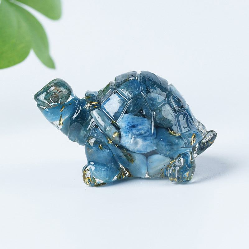 Olivenorma Crystal Gravel Glue Little Turtle Gemstone Decoration - Blue Apatite - image 49