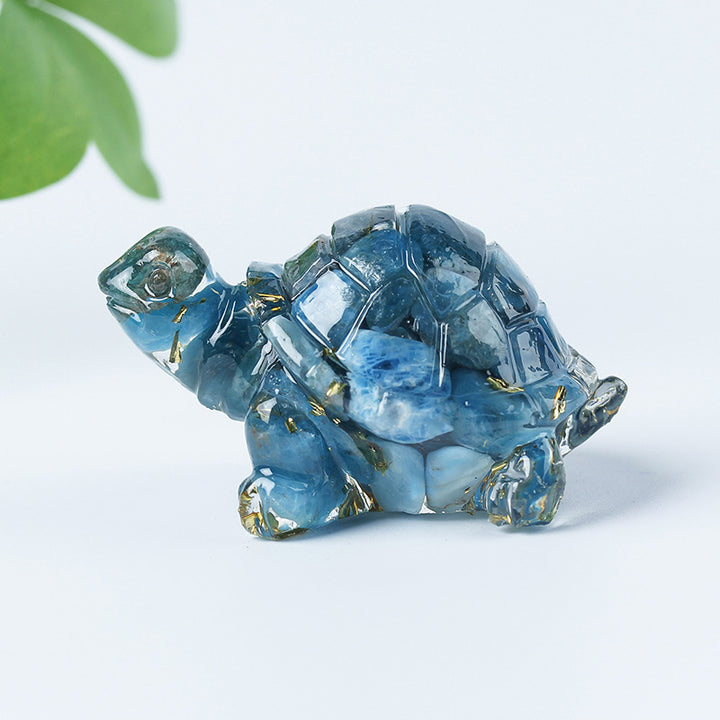Olivenorma Crystal Gravel Glue Little Turtle Gemstone Decoration - Blue Apatite - image 49