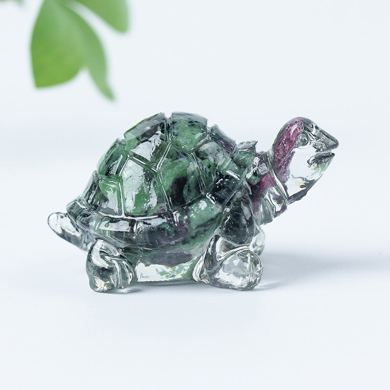 Olivenorma Crystal Gravel Glue Little Turtle Gemstone Decoration - Ruby Zoisite - image 61