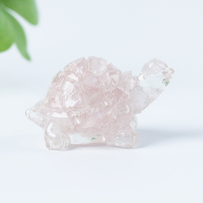 Olivenorma Golden Journey Gem Turtle Figurine Gemstone Decoration - Rose Quartz - With Card - image 26