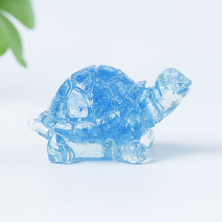 Olivenorma Golden Journey Gem Turtle Figurine Gemstone Decoration - Aquamarine - With Card - image 67