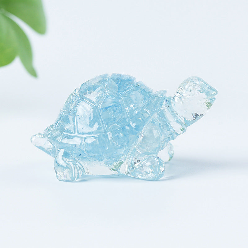 Olivenorma Golden Journey Gem Turtle Figurine Gemstone Decoration - Aquamarine#2 - With Card - image 68