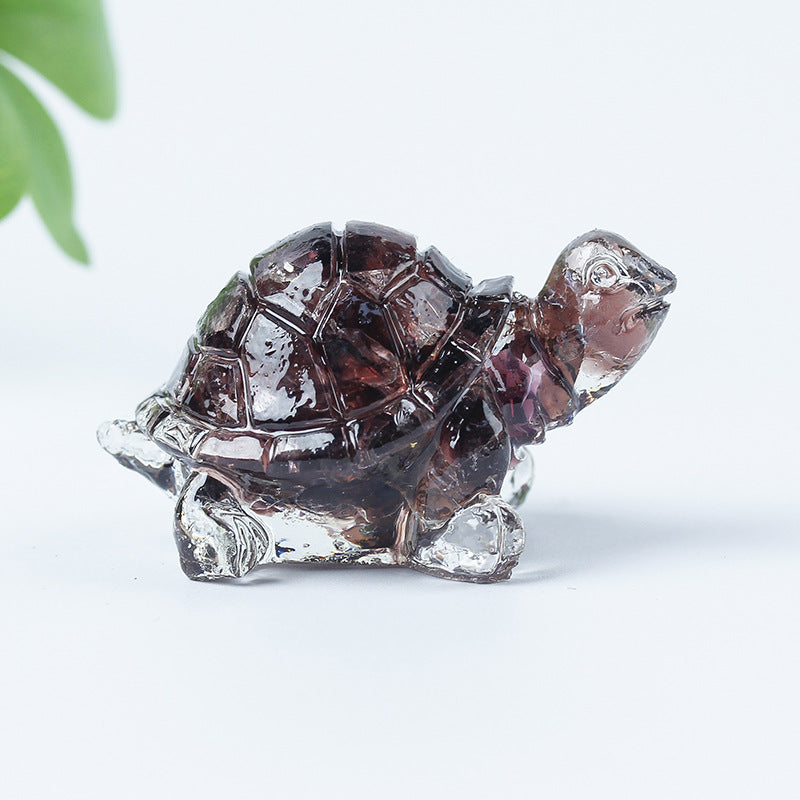 Olivenorma Golden Journey Gem Turtle Figurine Gemstone Decoration - Smoky Quartz - With Card - image 71
