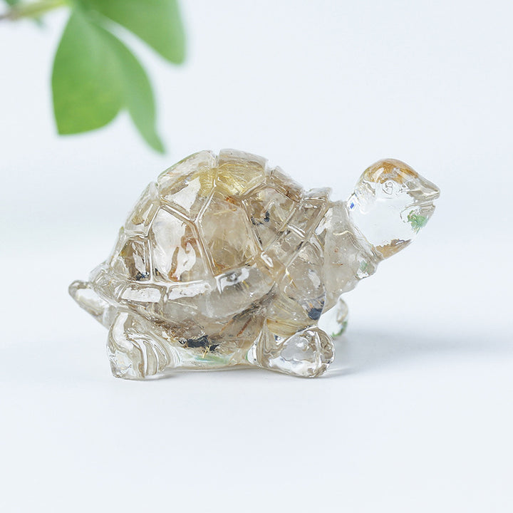 Olivenorma Crystal Gravel Glue Little Turtle Gemstone Decoration - Gold Rutilated quartz - image 71