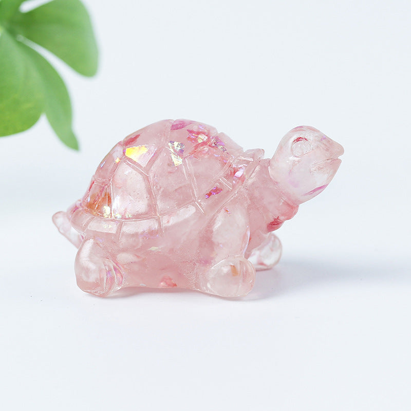 Olivenorma Crystal Gravel Glue Little Turtle Gemstone Decoration - Rose Quartz&Sequins - image 26