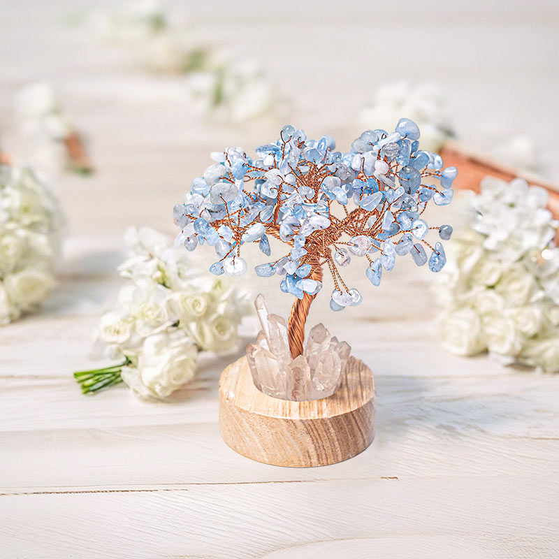 Olivenorma Aquamarine Crystal Feng Shui Tree Lamp - Aquamarine - image 0