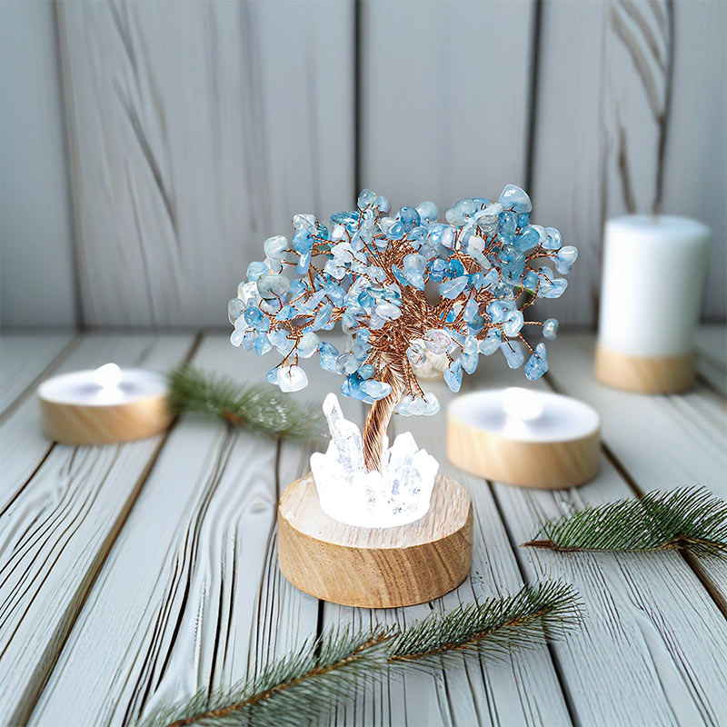 Olivenorma Aquamarine Crystal Feng Shui Tree Lamp - image 4