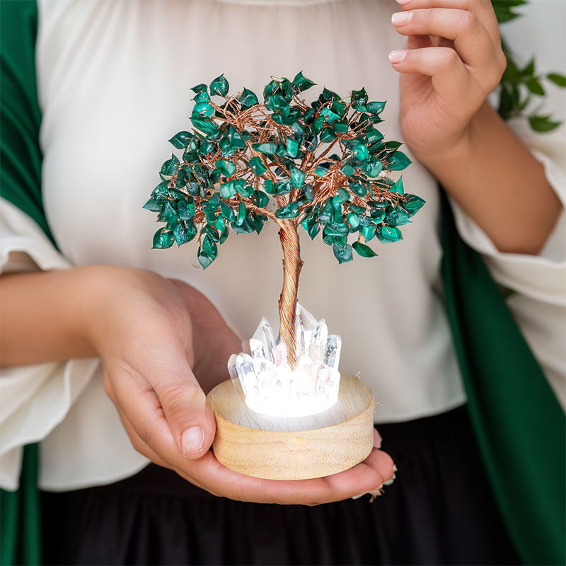 Olivenorma Malachite Crystal Feng Shui Tree Lamp - image 1