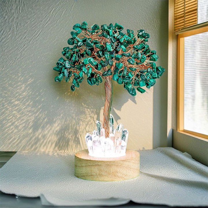 Olivenorma Malachite Crystal Feng Shui Tree Lamp - Malachite - image 0
