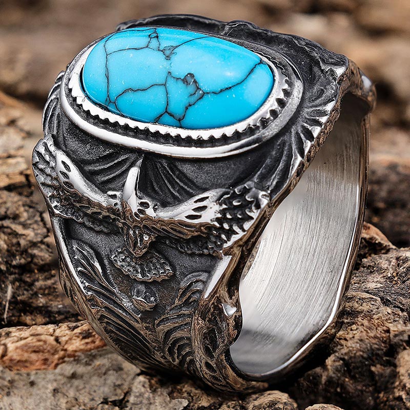 Olivenorma Turquoise Eagle Vintage Ring - image 1