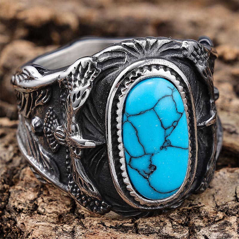 Olivenorma Turquoise Eagle Vintage Ring - 15 - image 0