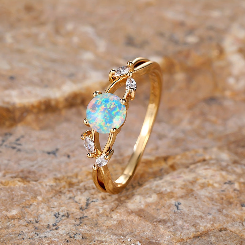 Olivenorma "Purify Energy" Dainty Opal Plated Marquise Zircon Ring - 10 - image 0