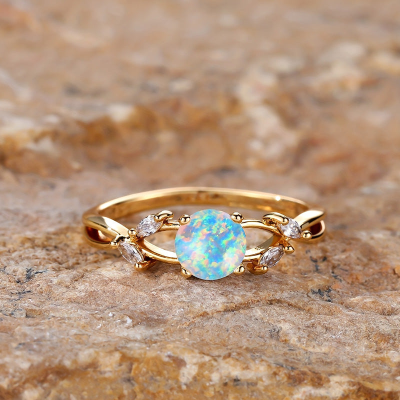 Olivenorma "Purify Energy" Dainty Opal Plated Marquise Zircon Ring - image 1