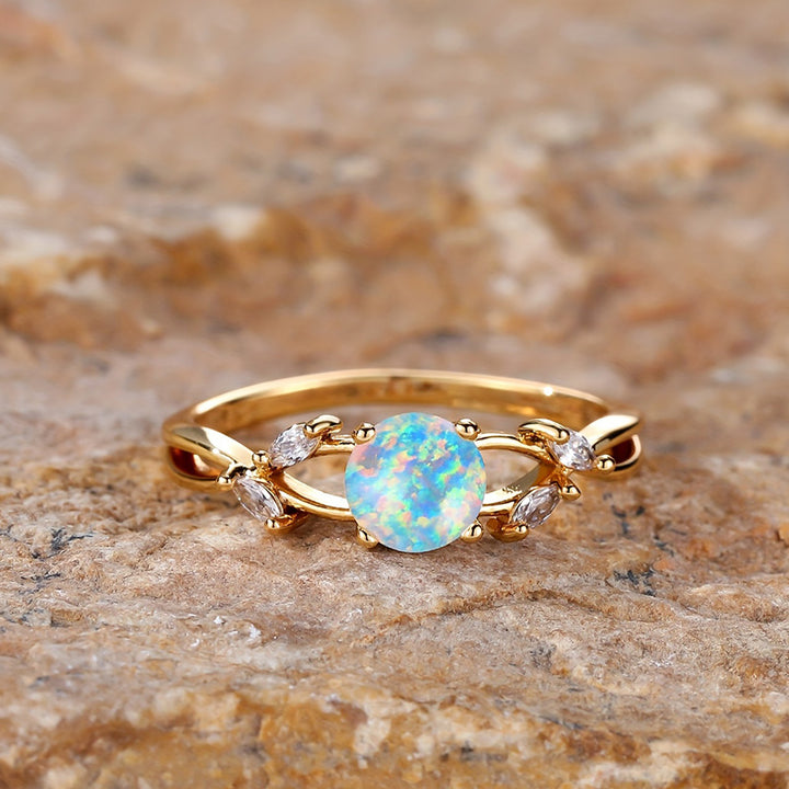 Olivenorma "Purify Energy" Dainty Opal Plated Marquise Zircon Ring - image 1