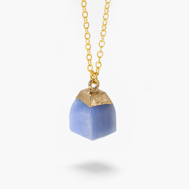 Olivenorma Square Cut Rough Stone Sweet Style Necklace - Blue Aventurine - image 4