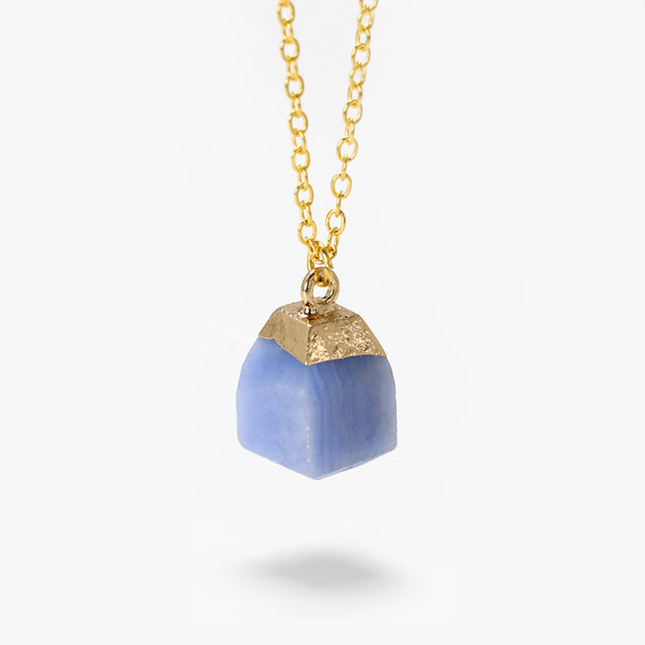 Olivenorma Square Cut Rough Stone Sweet Style Necklace - Blue Aventurine - image 4