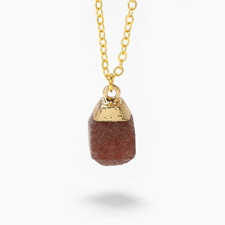 Olivenorma Square Cut Rough Stone Sweet Style Necklace - Red Agate - image 9