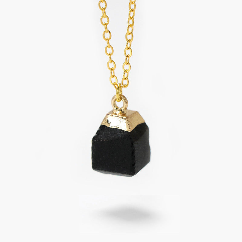 Olivenorma Square Cut Rough Stone Sweet Style Necklace - Obsidian - image 11