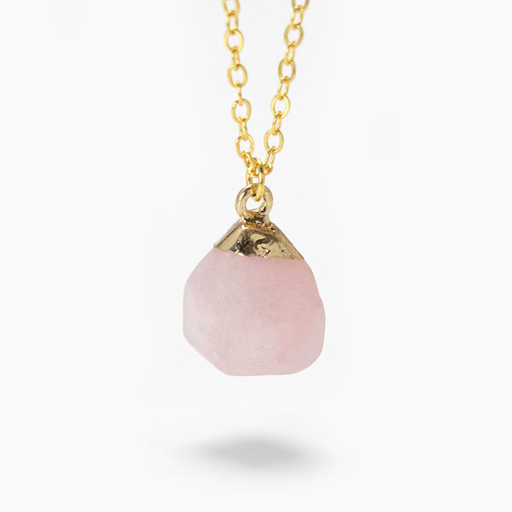 Olivenorma Square Cut Rough Stone Sweet Style Necklace - Rose Quartz - image 19