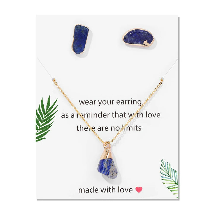 Olivenorma Trendy Irregular Natural Raw Stone Jewelry Set - Lapis Lazuli - image 5