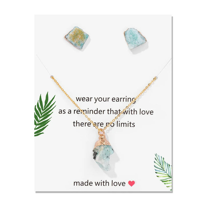 Olivenorma Trendy Irregular Natural Raw Stone Jewelry Set - Amazonite - image 7