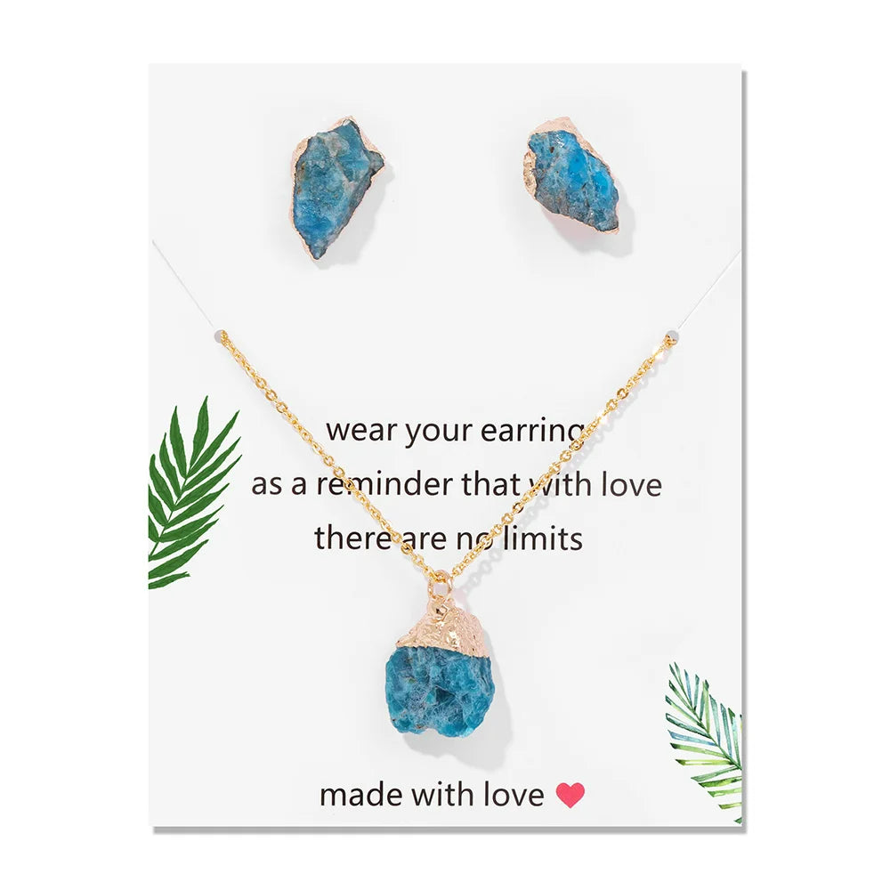 Olivenorma Trendy Irregular Natural Raw Stone Jewelry Set - image 3