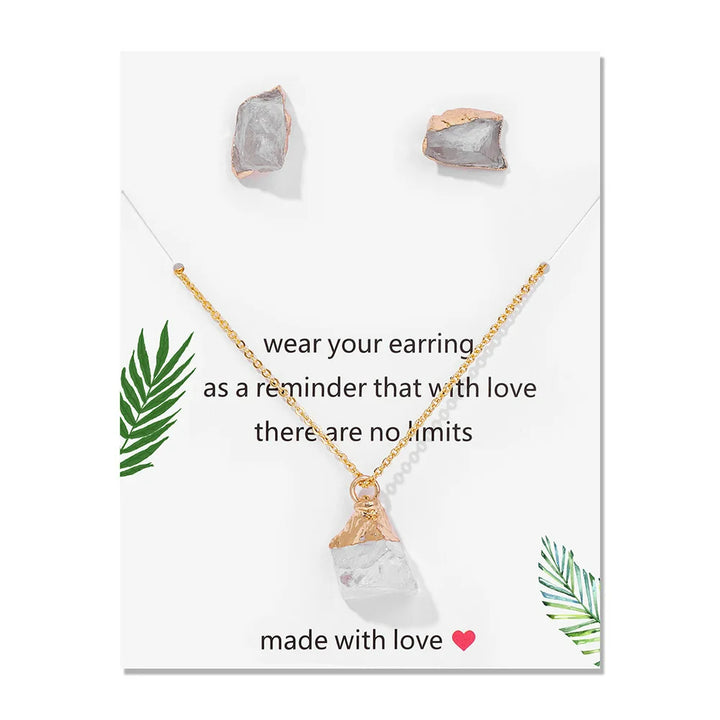 Olivenorma Trendy Irregular Natural Raw Stone Jewelry Set - Clear Crystal - image 17