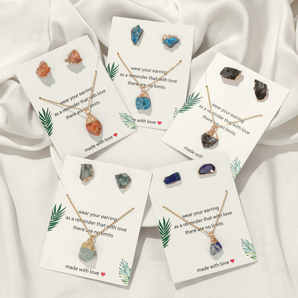 Olivenorma Trendy Irregular Natural Raw Stone Jewelry Set - image 20