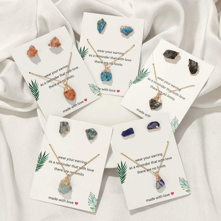 Olivenorma Trendy Irregular Natural Raw Stone Jewelry Set - image 20