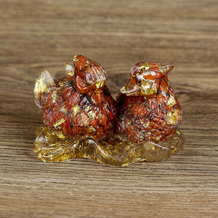 Olivenorma Cute Crystal Mandarin Duck Glue Ornaments Gemstone Decoration - Red Jasper - image 1