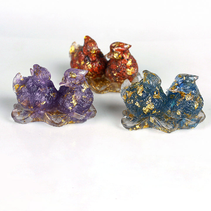 Olivenorma Cute Crystal Mandarin Duck Glue Ornaments Gemstone Decoration - image 0