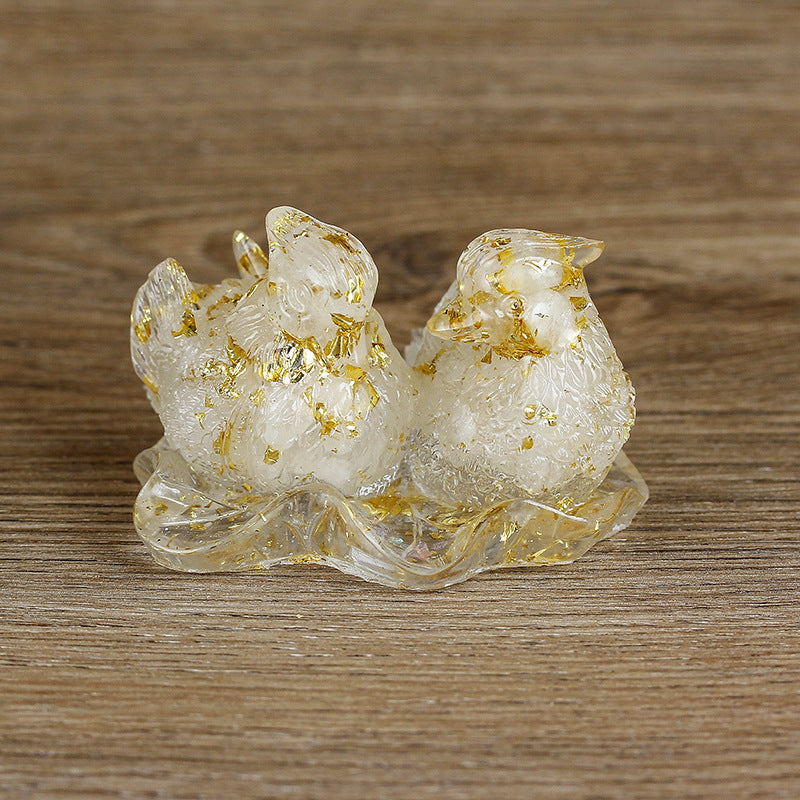 Olivenorma Cute Crystal Mandarin Duck Glue Ornaments Gemstone Decoration - Clear Crystal - image 8