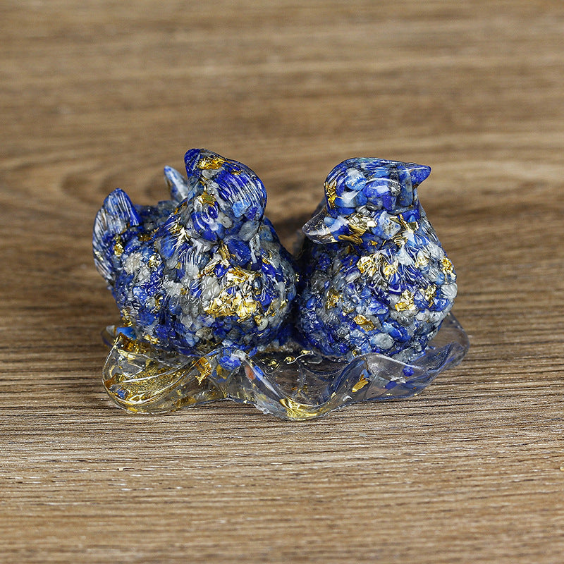 Olivenorma Cute Crystal Mandarin Duck Glue Ornaments Gemstone Decoration - Lapis Lazuli - image 11
