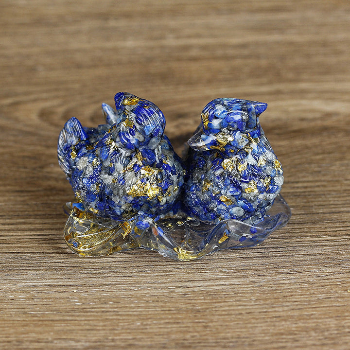 Olivenorma Cute Crystal Mandarin Duck Glue Ornaments Gemstone Decoration - Lapis Lazuli - image 11