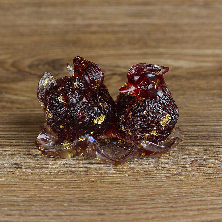 Olivenorma Cute Crystal Mandarin Duck Glue Ornaments Gemstone Decoration - Garnet - image 13