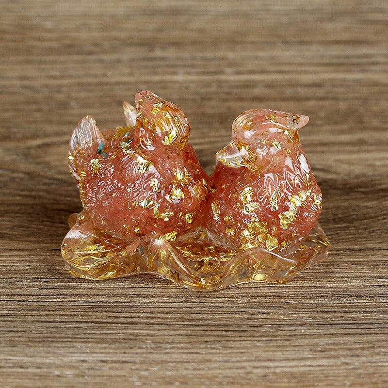 Olivenorma Cute Crystal Mandarin Duck Glue Ornaments Gemstone Decoration - Red Smelting Quartz - image 17