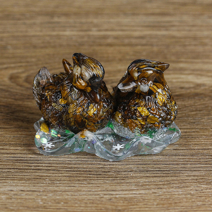 Olivenorma Cute Crystal Mandarin Duck Glue Ornaments Gemstone Decoration - Tiger Eye - image 19