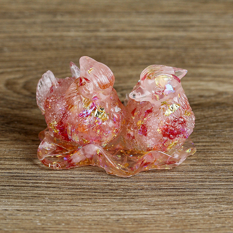 Olivenorma Cute Crystal Mandarin Duck Glue Ornaments Gemstone Decoration - Strawberry Quartz - image 21