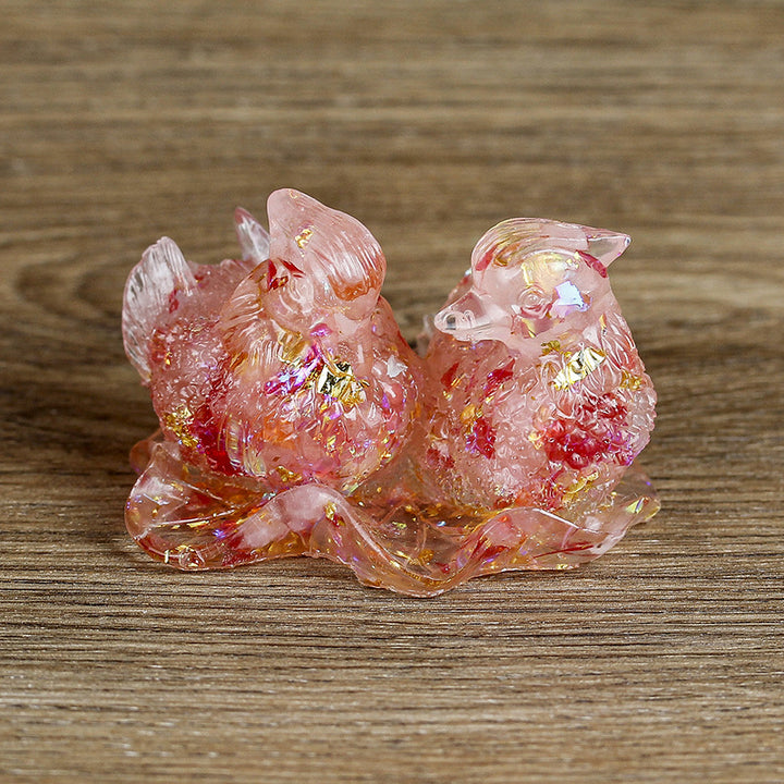 Olivenorma Cute Crystal Mandarin Duck Glue Ornaments Gemstone Decoration - Strawberry Quartz - image 21