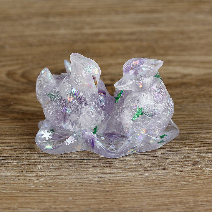 Olivenorma Cute Crystal Mandarin Duck Glue Ornaments Gemstone Decoration - Lavender - image 30