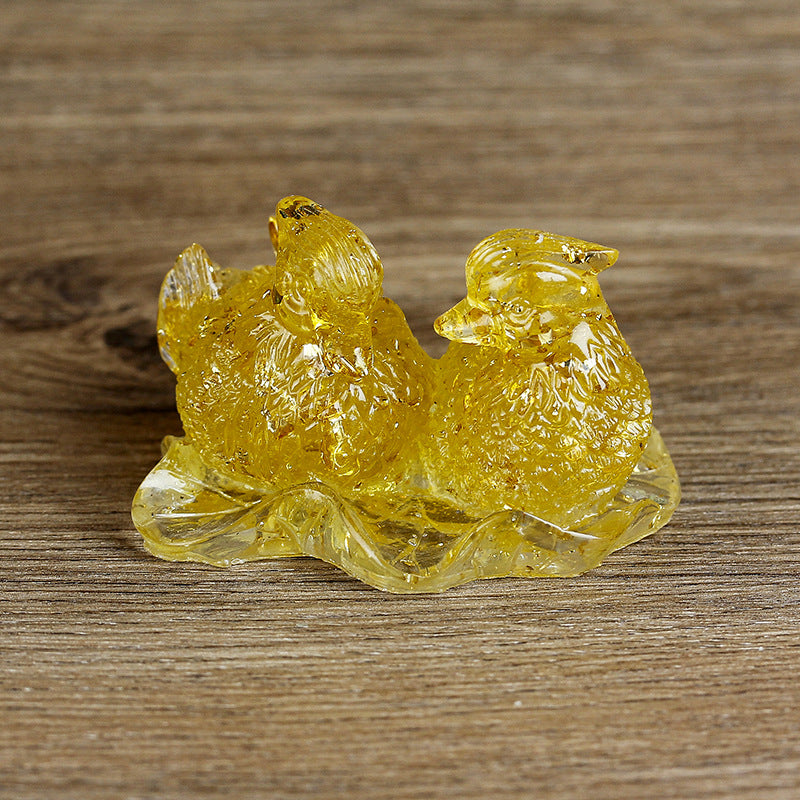 Olivenorma Cute Crystal Mandarin Duck Glue Ornaments Gemstone Decoration - Citrine - image 34