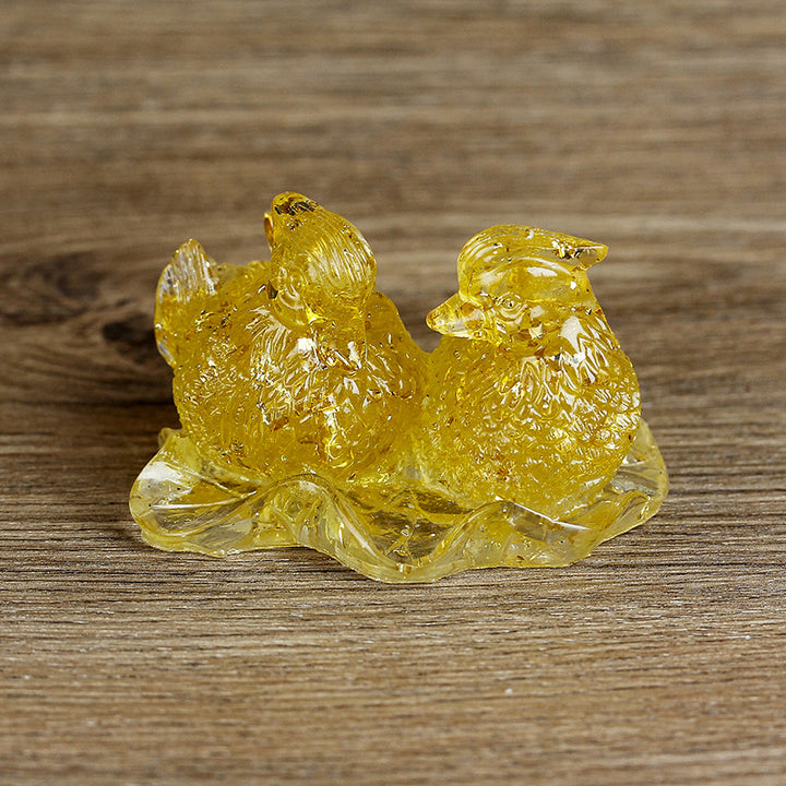 Olivenorma Cute Crystal Mandarin Duck Glue Ornaments Gemstone Decoration - Citrine - image 34