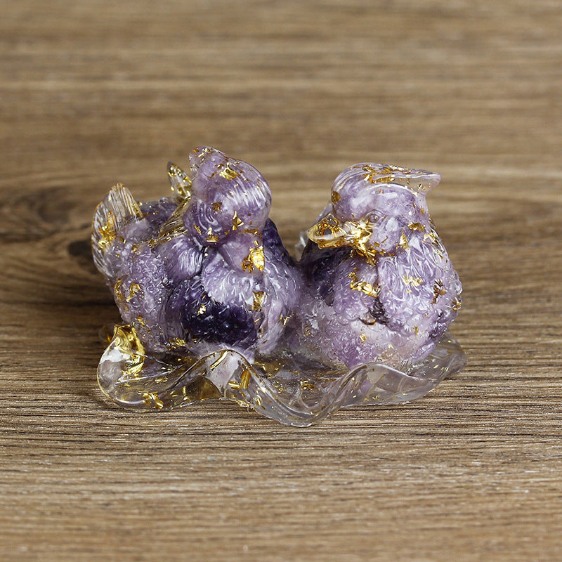 Olivenorma Cute Crystal Mandarin Duck Glue Ornaments Gemstone Decoration - Lilac - image 38